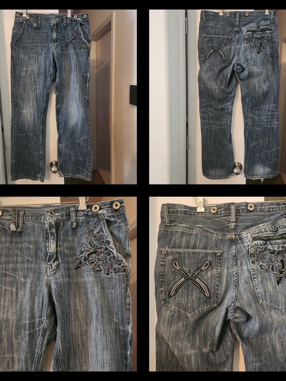 Vintage Y2K Artful Dodger Jeans St. Giles Seven Dials Daggers W36" L31" Distress